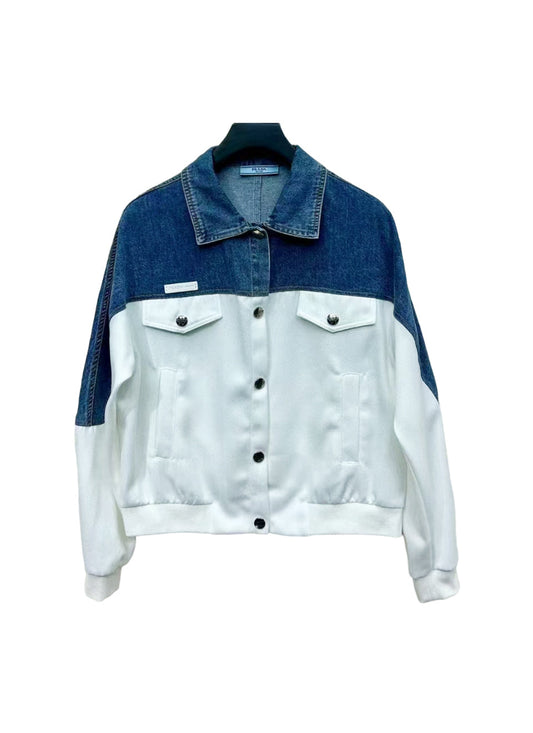 PD new color block denim jacket