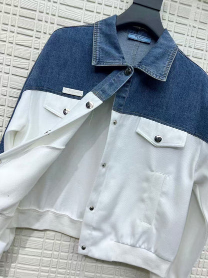 PD new color block denim jacket