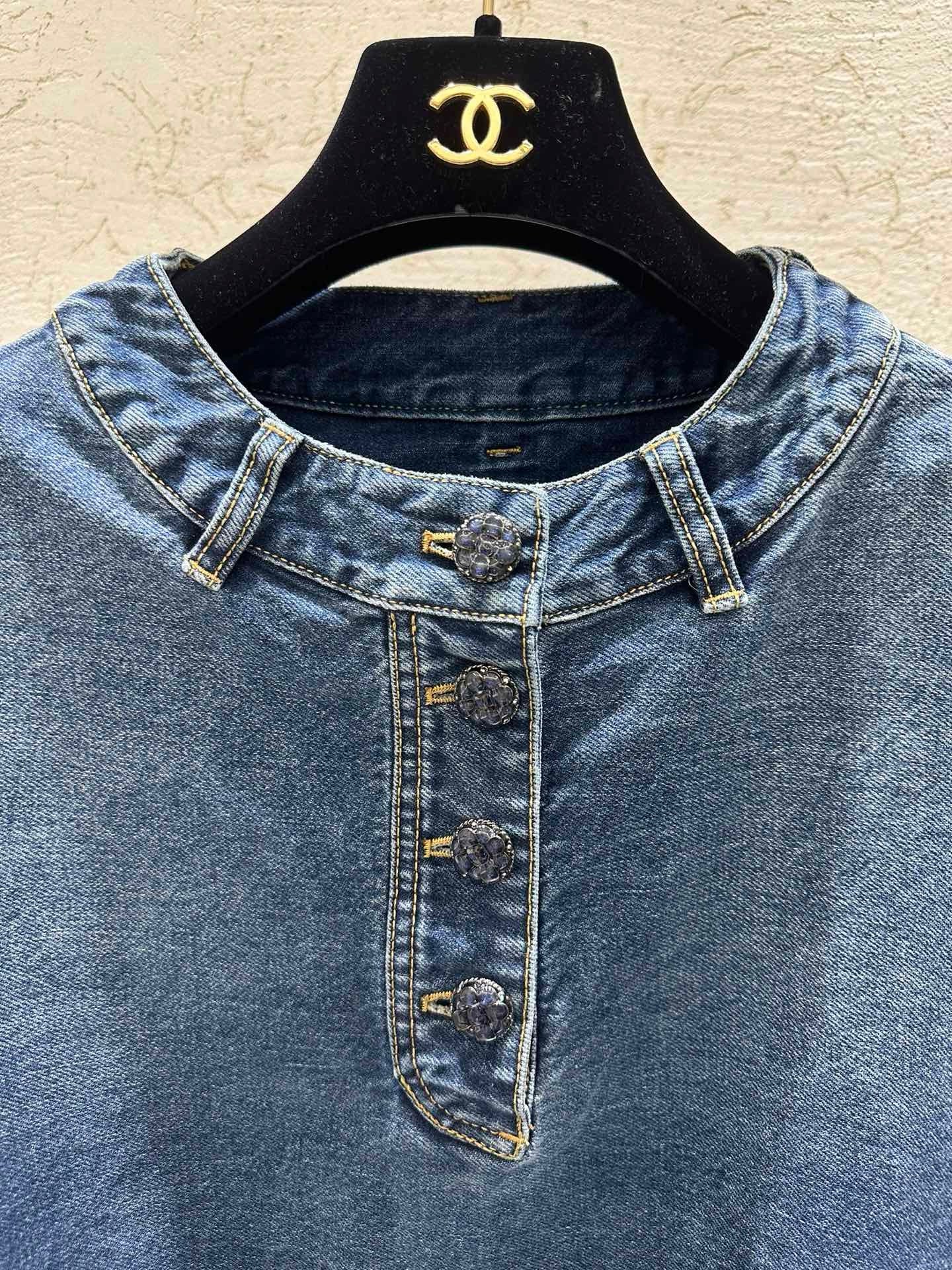 Denim babydoll shirt