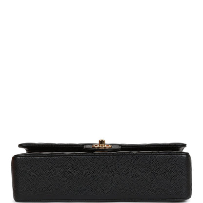 CC Medium Classic Double Flap Bag Black Caviar Gold Hardware（15.5×25.5×6.5cm）