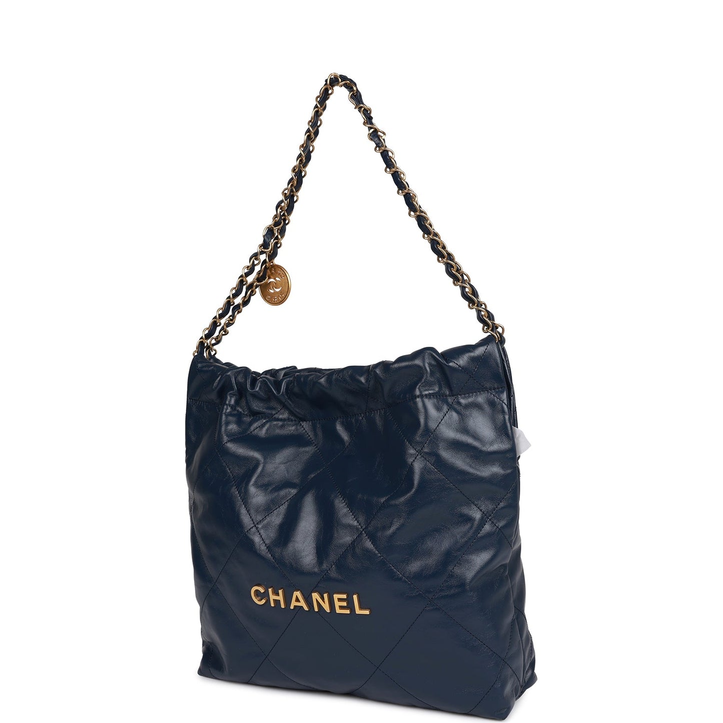 CC Large 22 Bag Navy Lambskin Antique Gold Hardware（35x37x7cm）