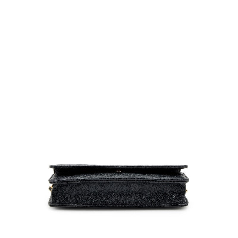 CC Black Quilted Caviar Wallet on Chain Gold Hardware（12.5×19.25×3cm）