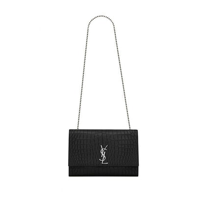 Large Kate Bag In Black Crocodile L (24×14.5×5.5cm)