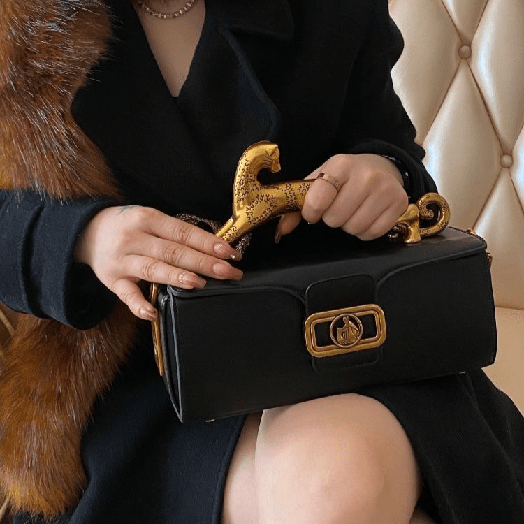 Ladies Exquisite Leopard Cat Handle Bag