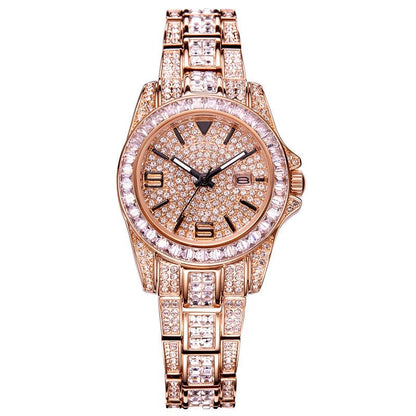 DAVENA Full diamond light luxury steel watch