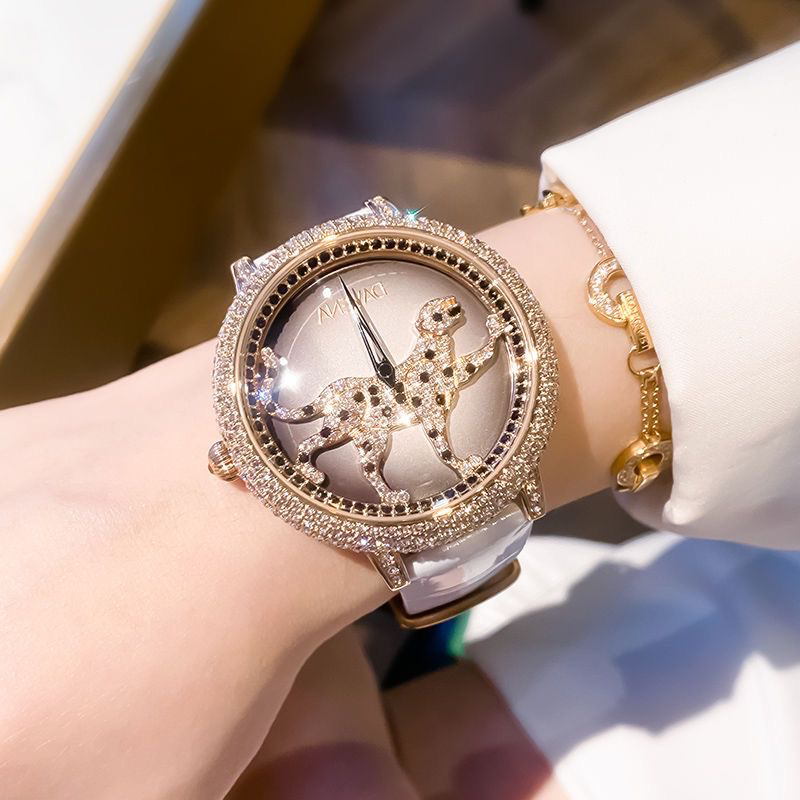 DAVENA Ultra-Flash Gold Leopard Full Diamond Watch