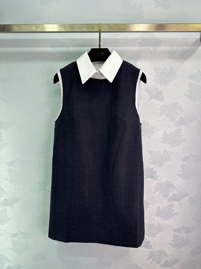 24FW NEW MM navy sleeveless dress