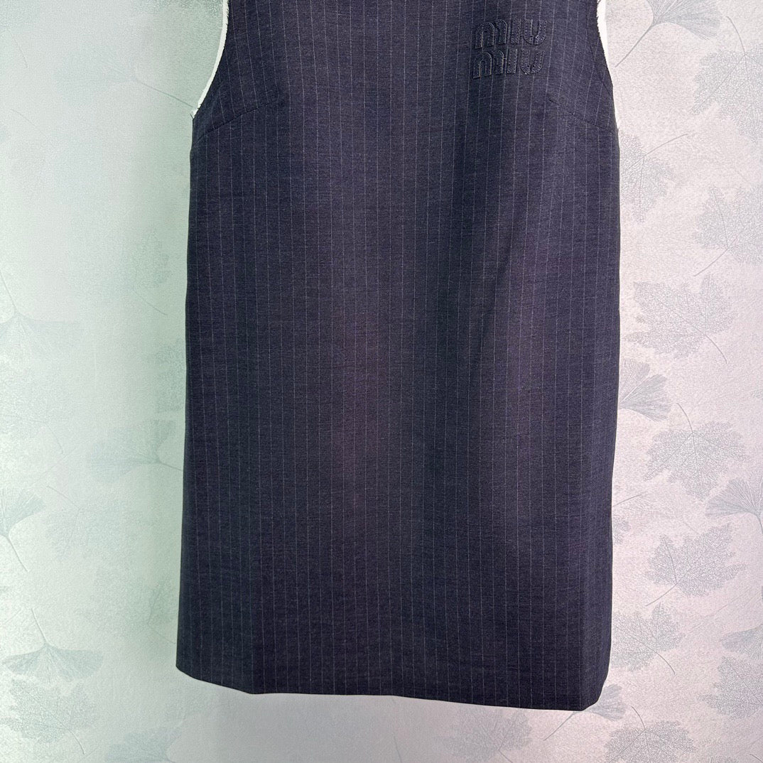 24FW NEW MM navy sleeveless dress