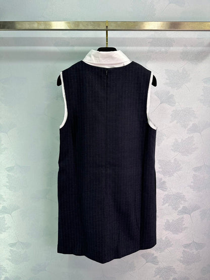 24FW NEW MM navy sleeveless dress