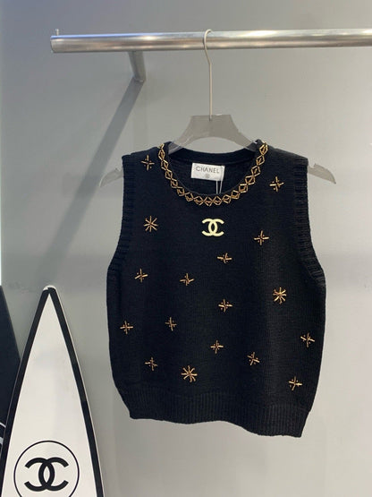 24FW NEW CC monogram embroidered knitted vest