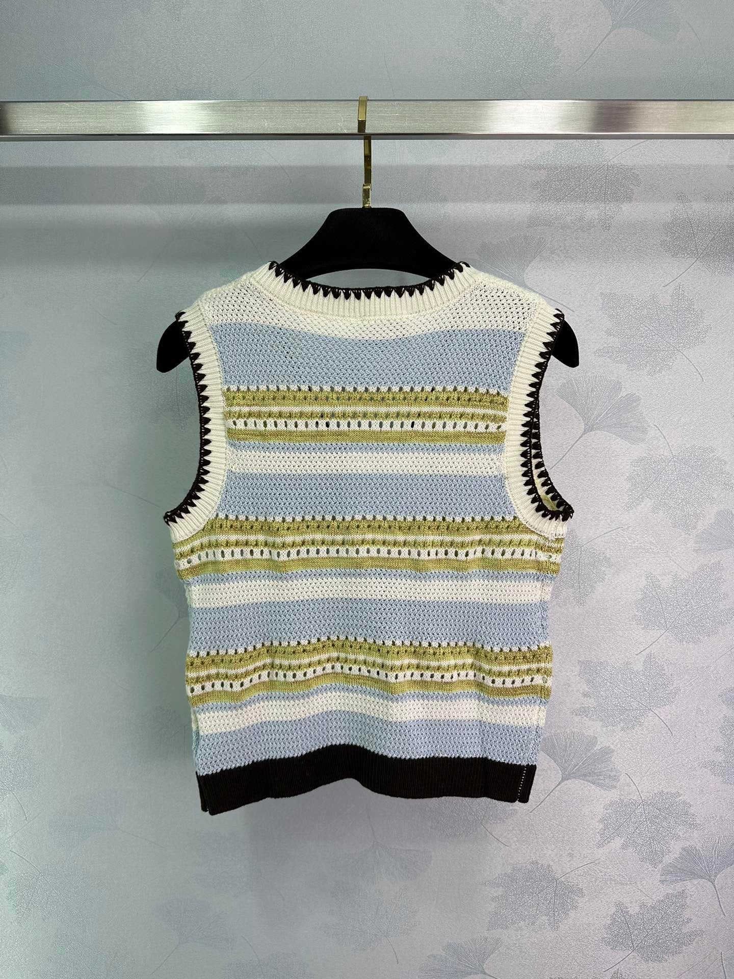 24FW NEW CC striped openwork knitted vest