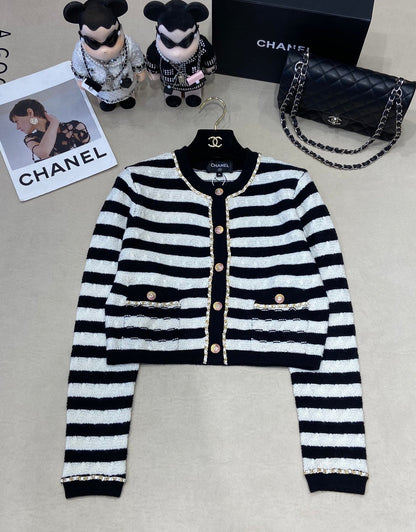 24FW NEW CC chain crew neck knitted cardigan