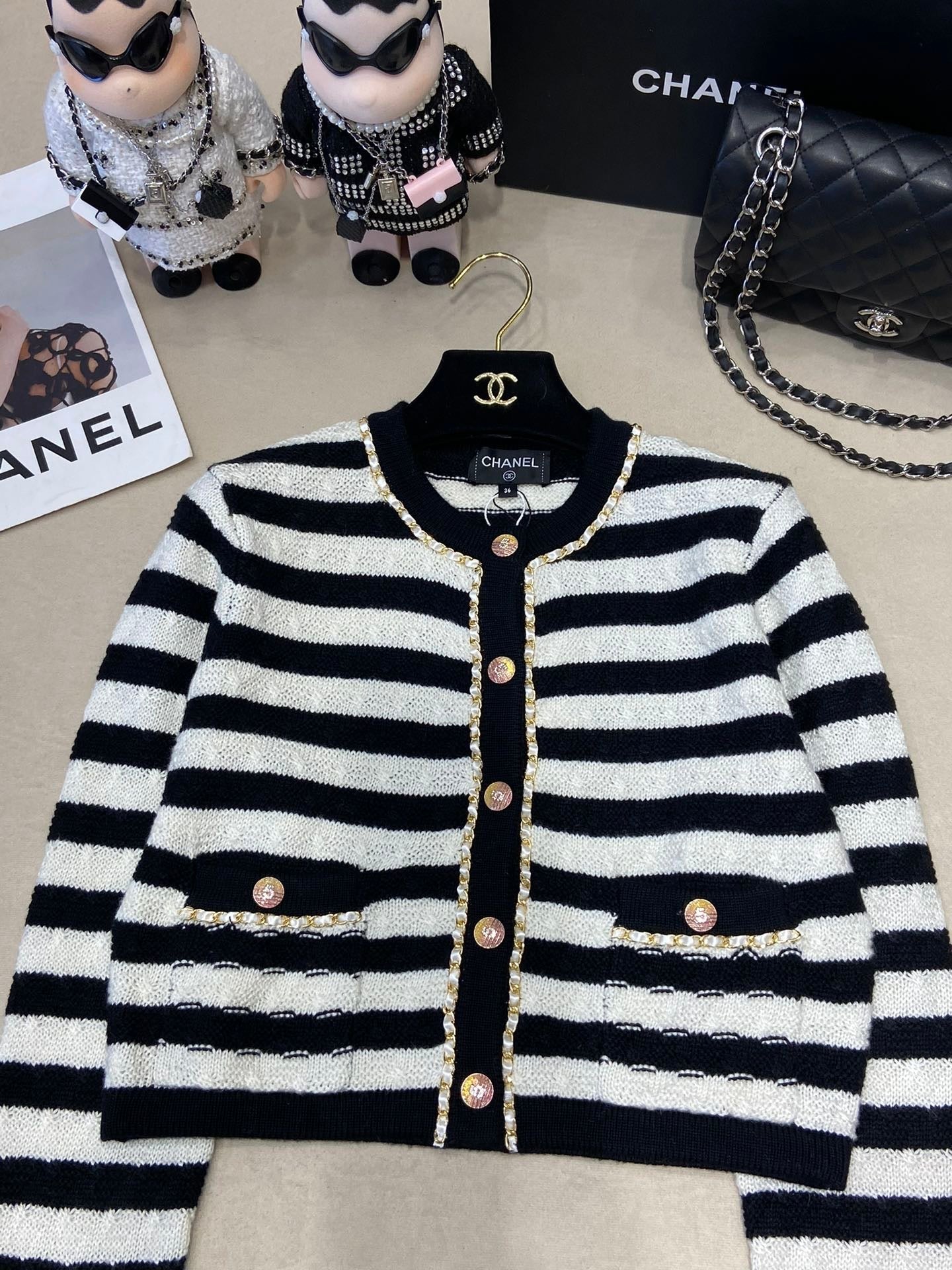 24FW NEW CC chain crew neck knitted cardigan