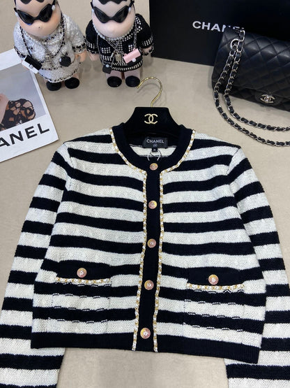 24FW NEW CC chain crew neck knitted cardigan