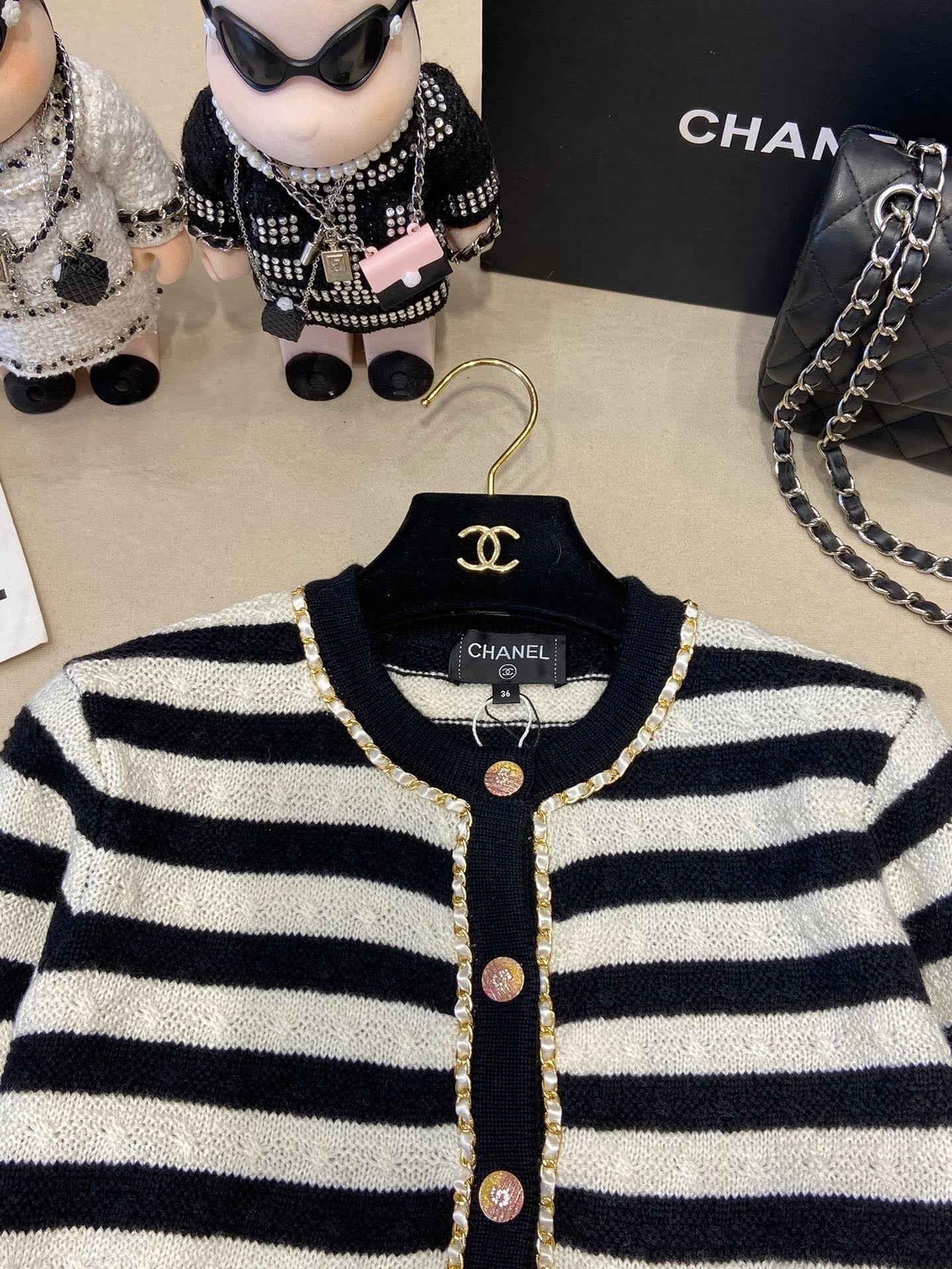 24FW NEW CC chain crew neck knitted cardigan