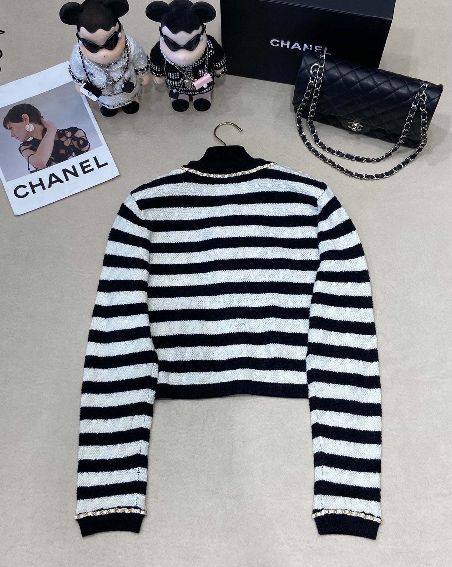 24FW NEW CC chain crew neck knitted cardigan