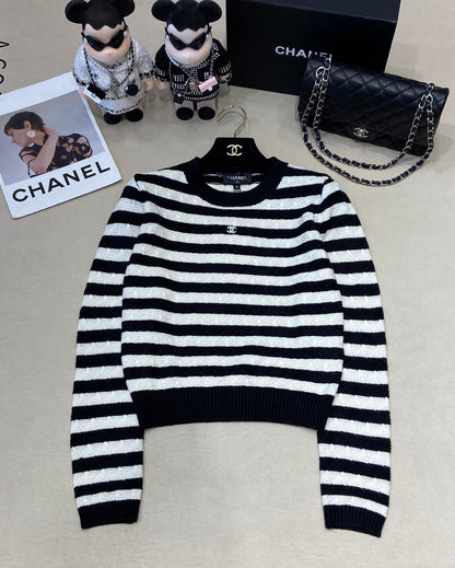 24FW NEW CC Contrast striped knitted long sleeves