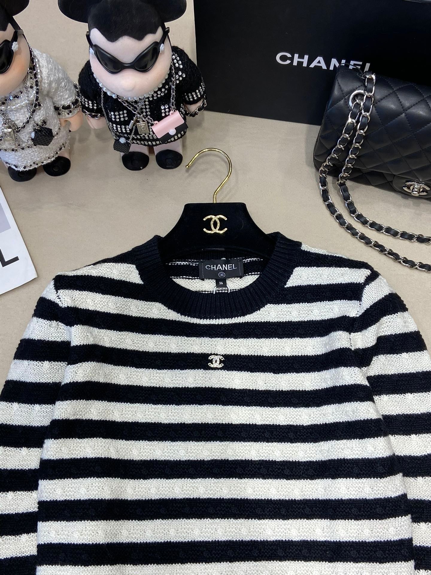 24FW NEW CC Contrast striped knitted long sleeves