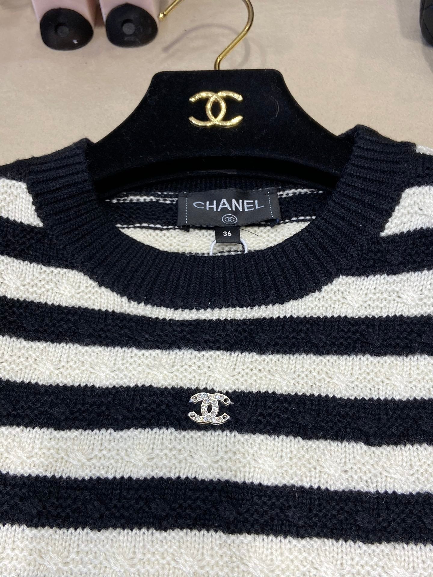 24FW NEW CC Contrast striped knitted long sleeves