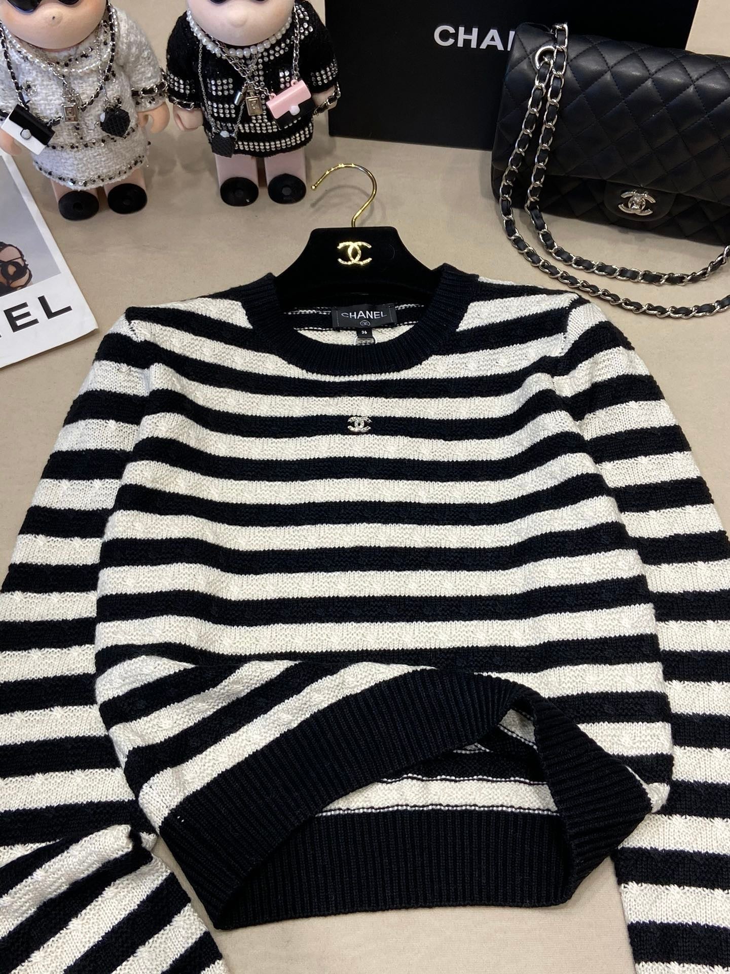 24FW NEW CC Contrast striped knitted long sleeves