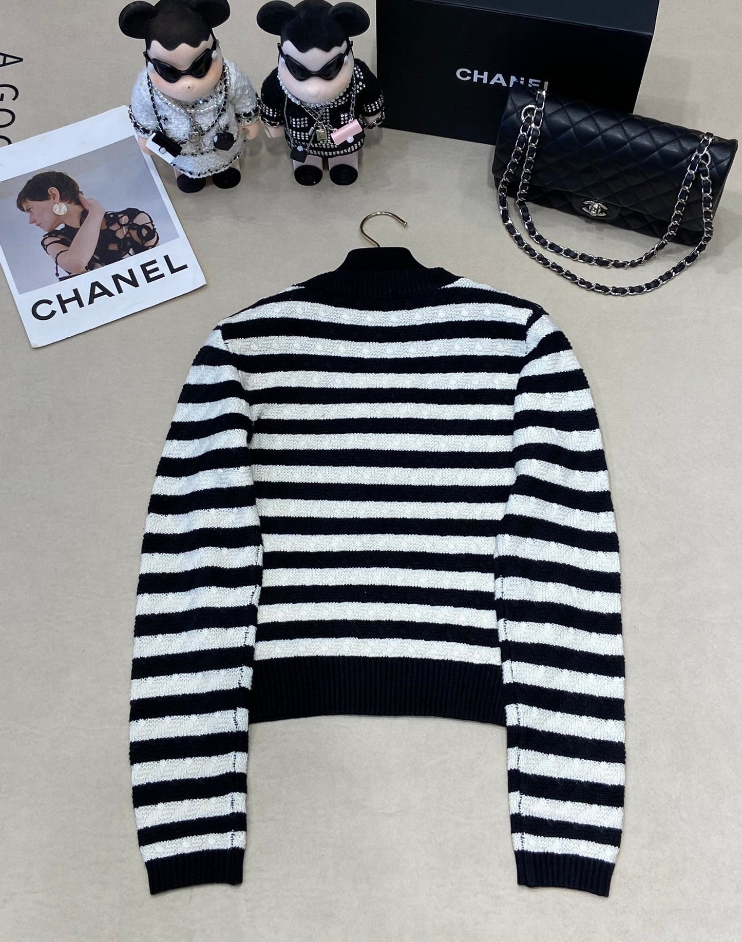 24FW NEW CC Contrast striped knitted long sleeves