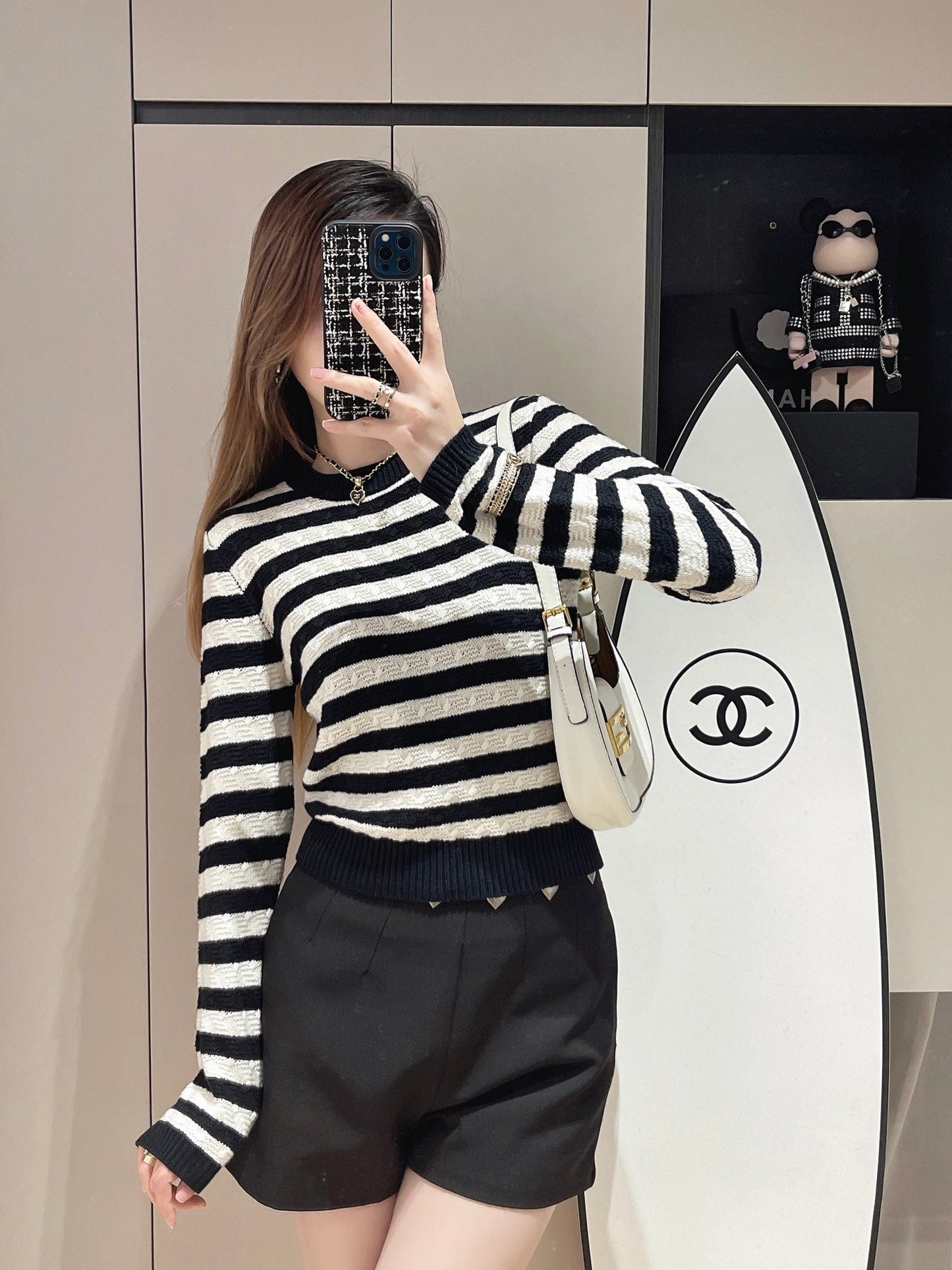 24FW NEW CC Contrast striped knitted long sleeves