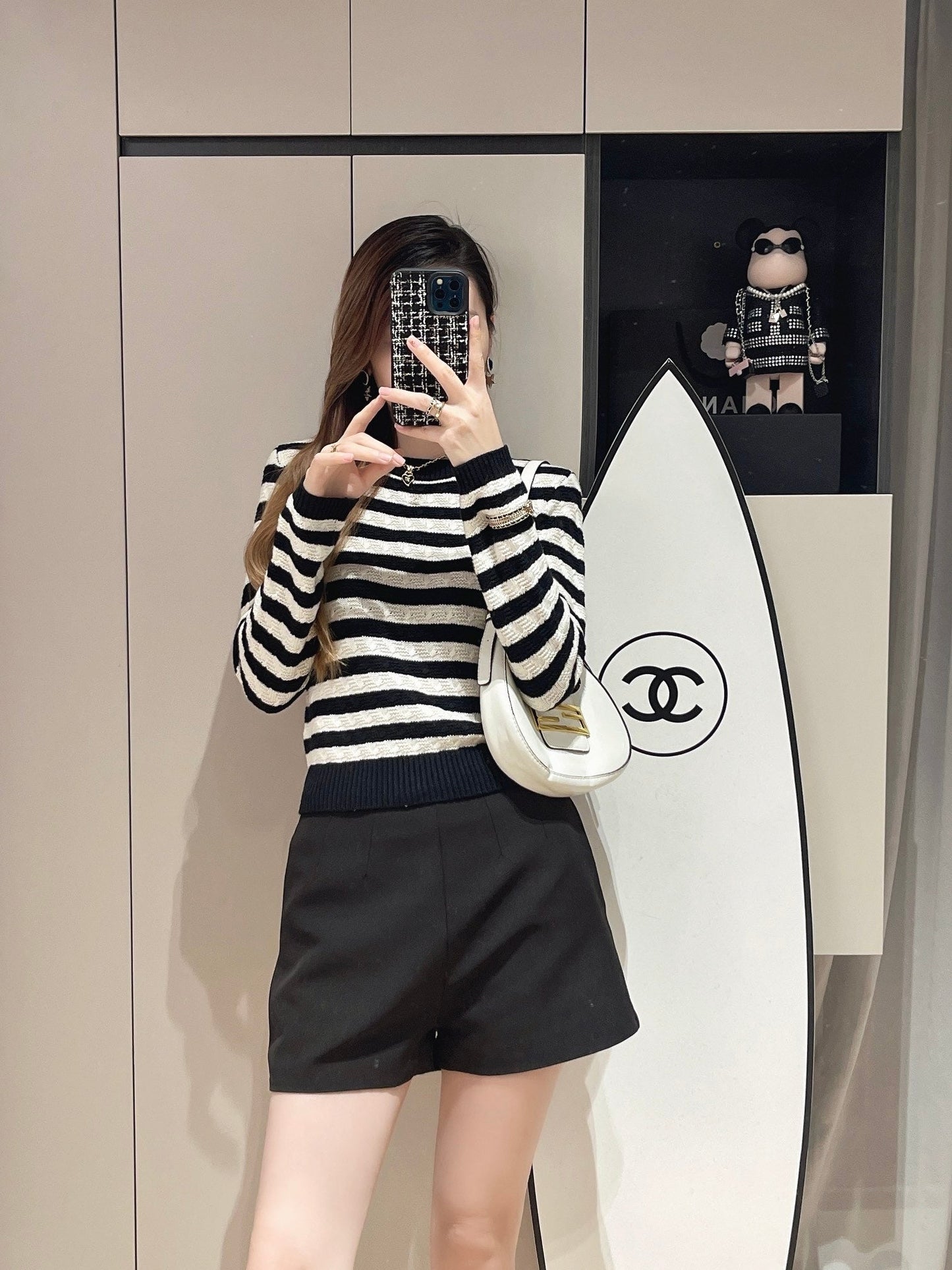 24FW NEW CC Contrast striped knitted long sleeves