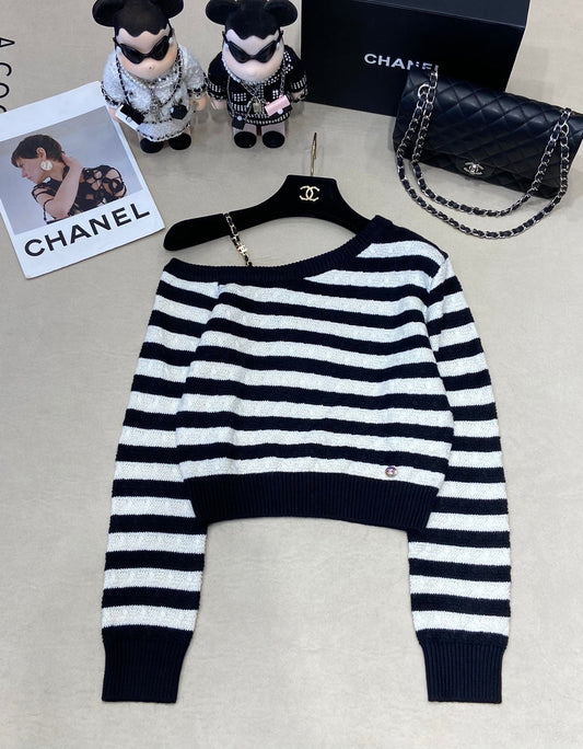 24FW NEW CC Contrast striped knitted long sleeves