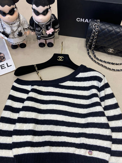 24FW NEW CC Contrast striped knitted long sleeves