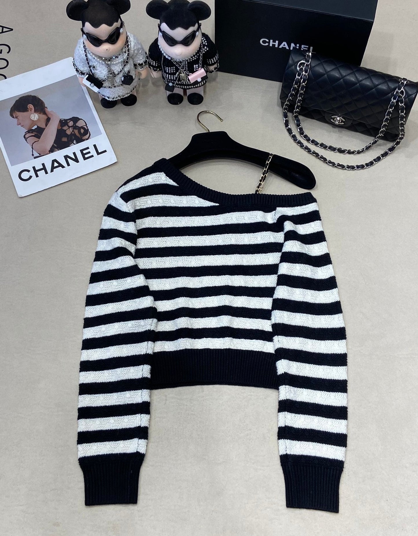 24FW NEW CC Contrast striped knitted long sleeves