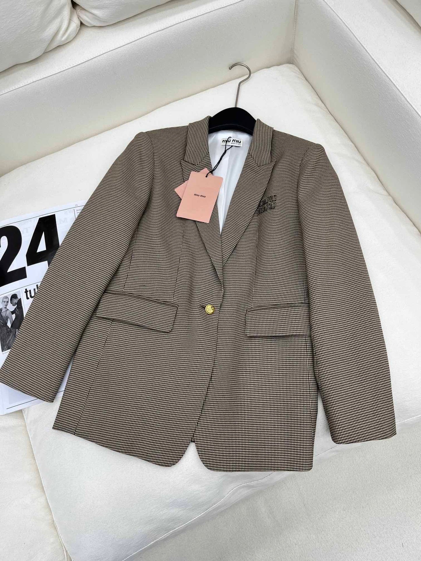 24FW NEW MM houndstooth long suit jacket