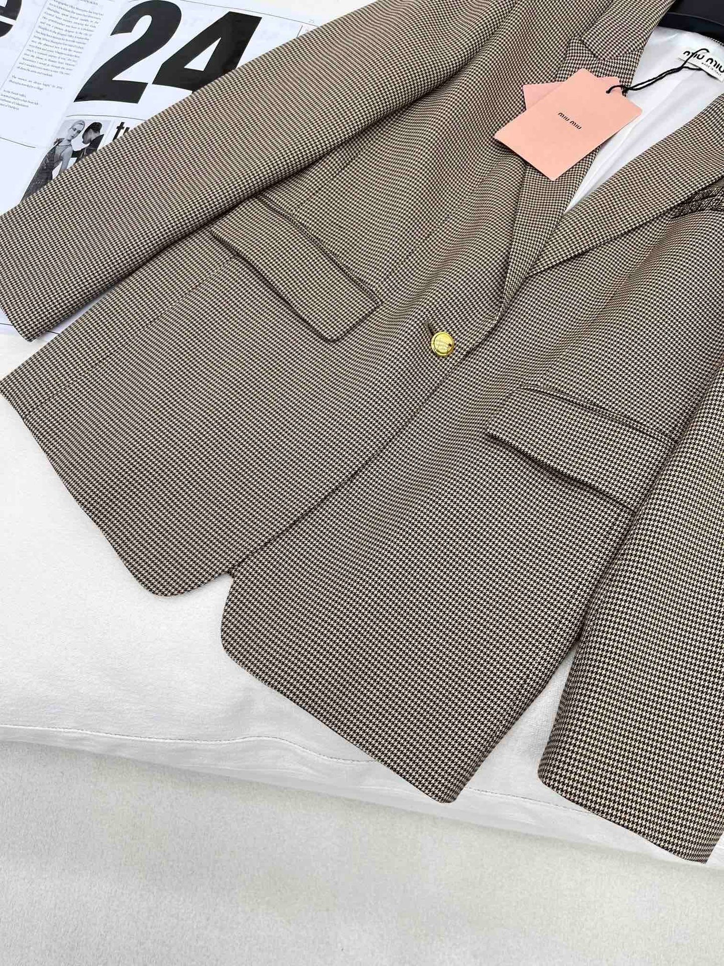 24FW NEW MM houndstooth long suit jacket