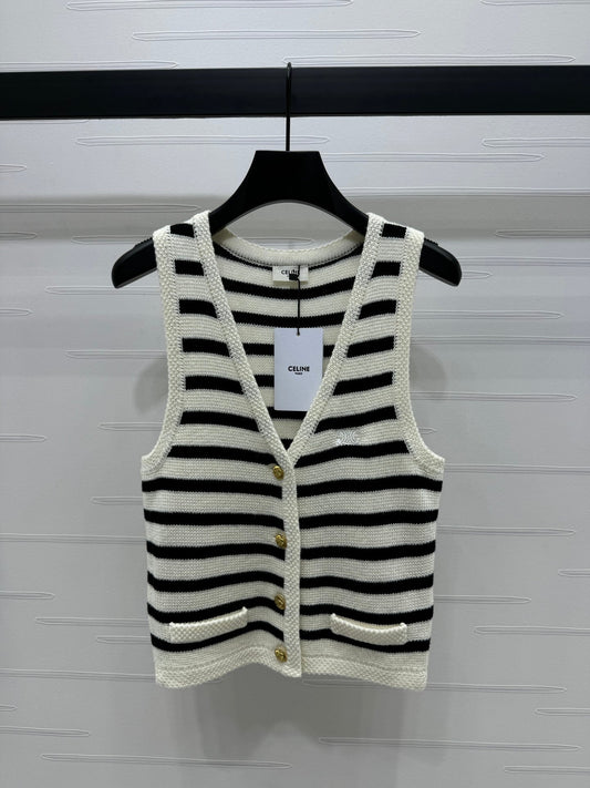 24FW NEW CL black striped knitted vest