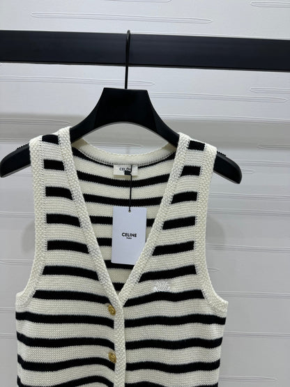 24FW NEW CL black striped knitted vest