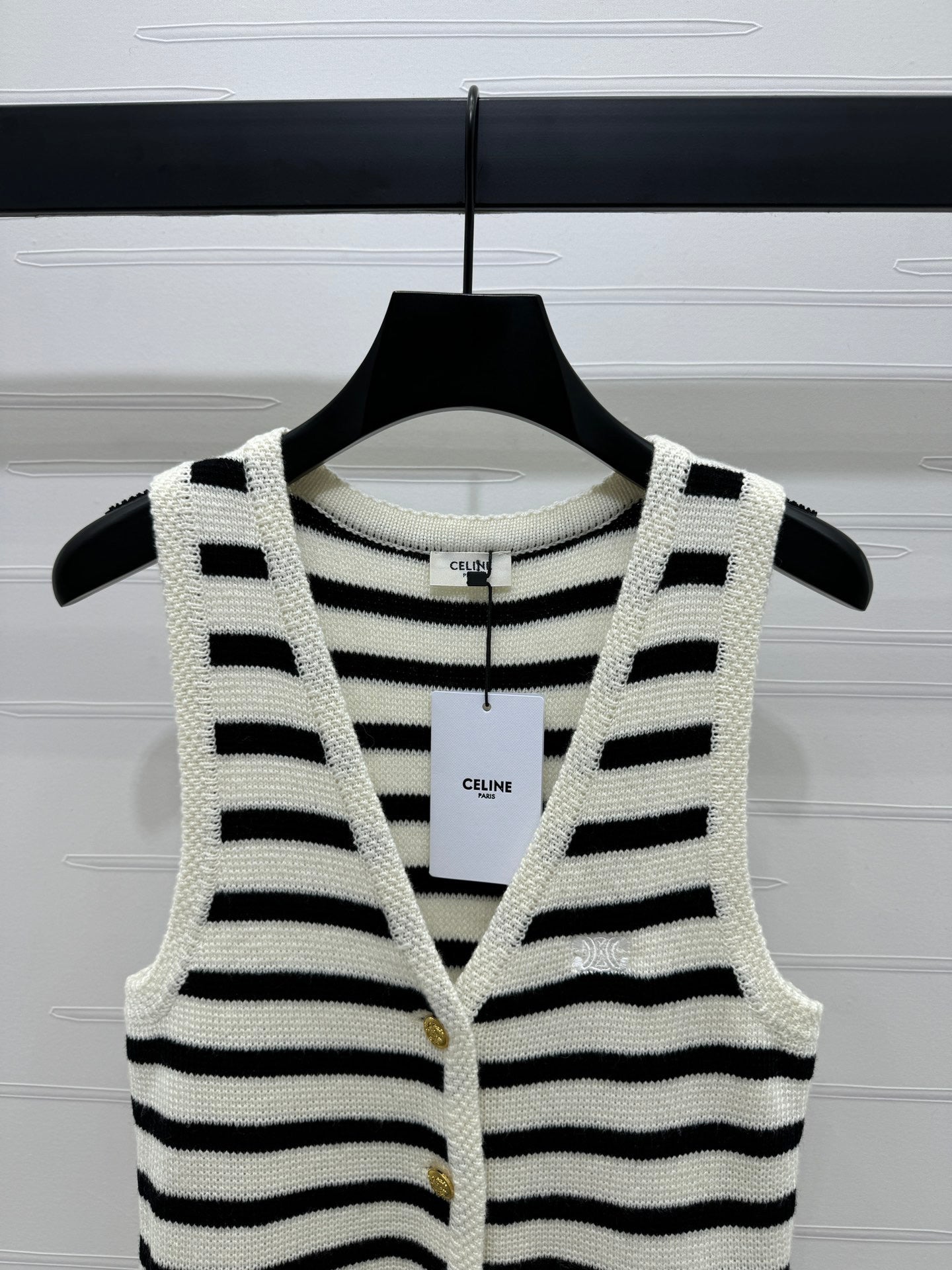 24FW NEW CL black striped knitted vest