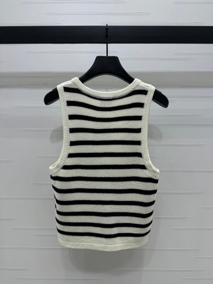 24FW NEW CL black striped knitted vest