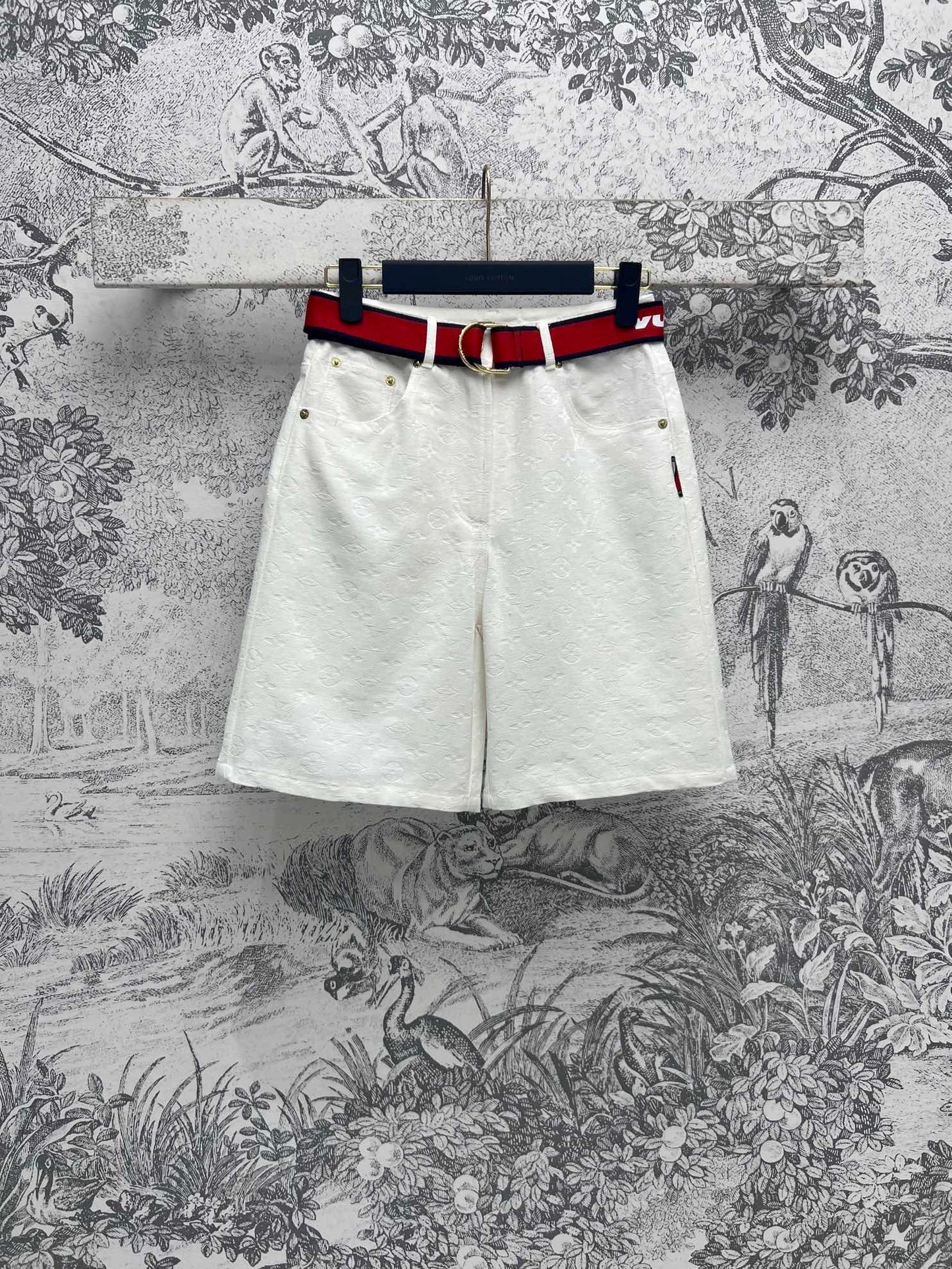 24FW NEW L White denim jacquard shorts