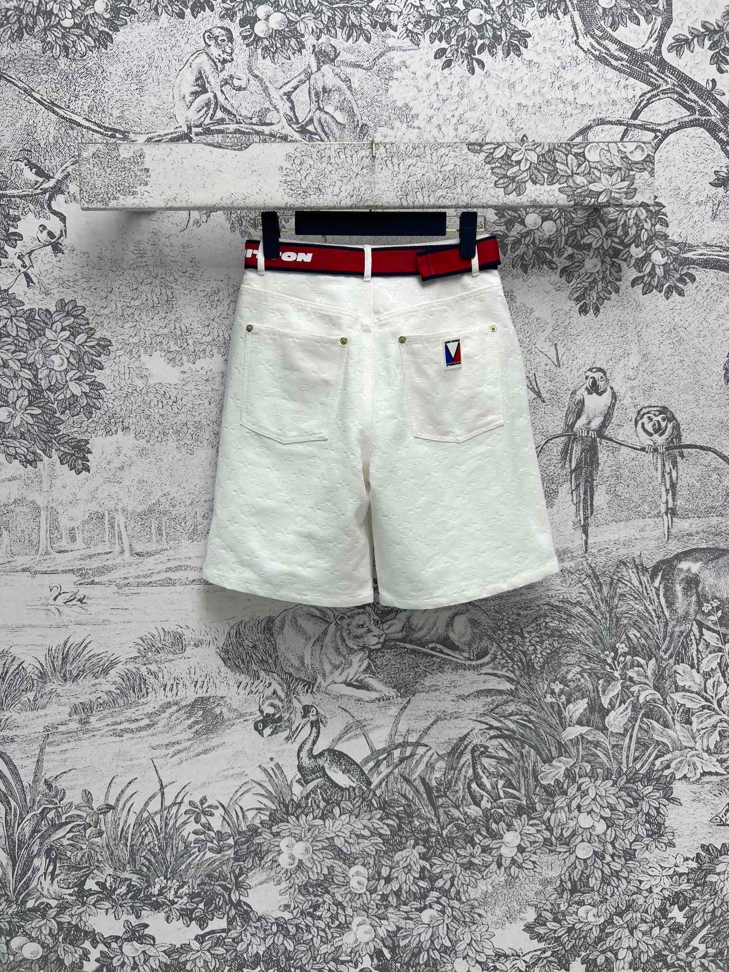 24FW NEW L White denim jacquard shorts