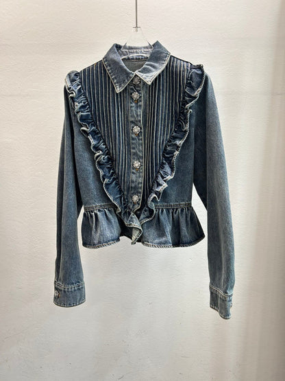 24FW NEW CC Ruffled denim shirt