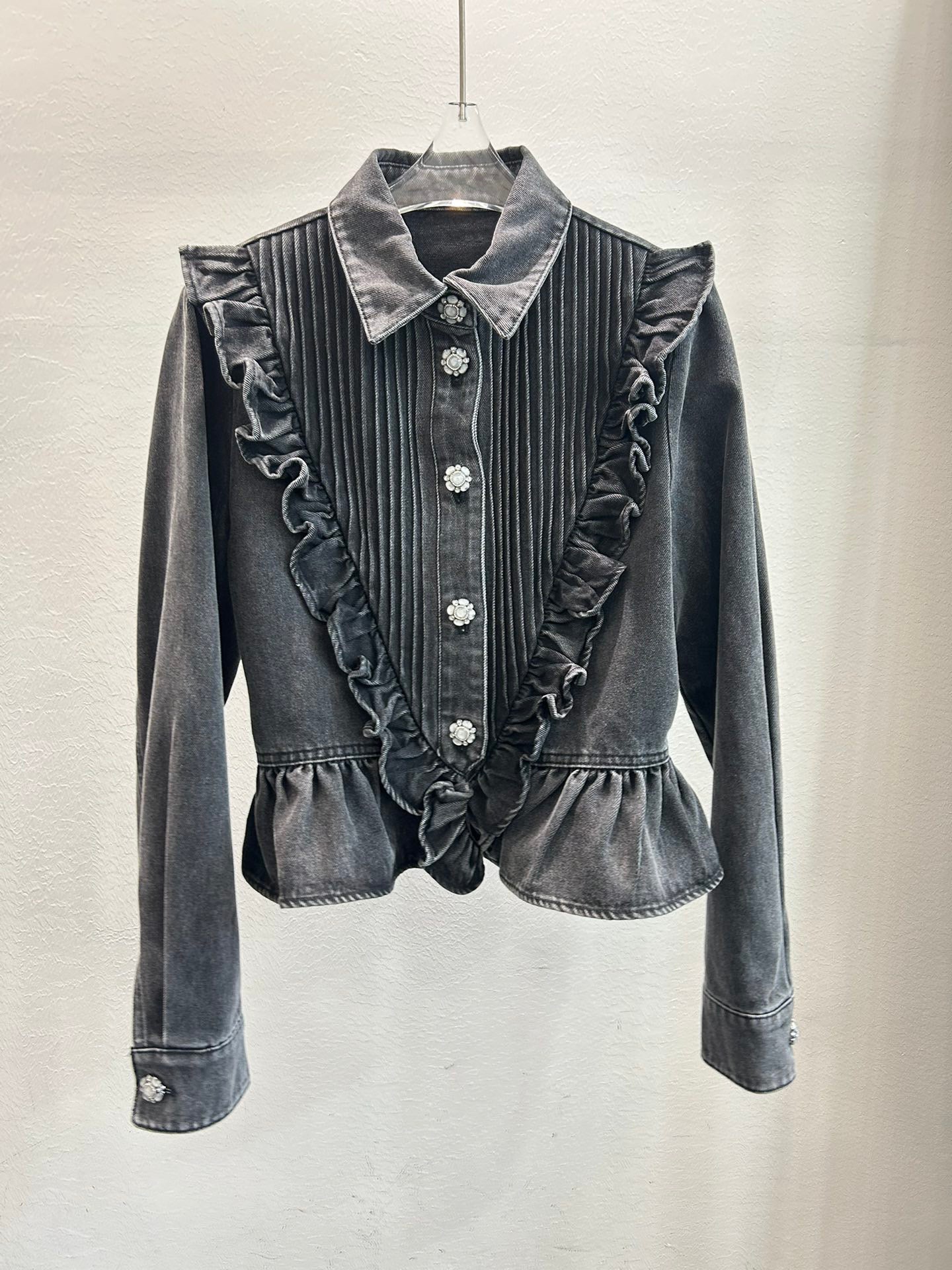 24FW NEW CC Ruffled denim shirt