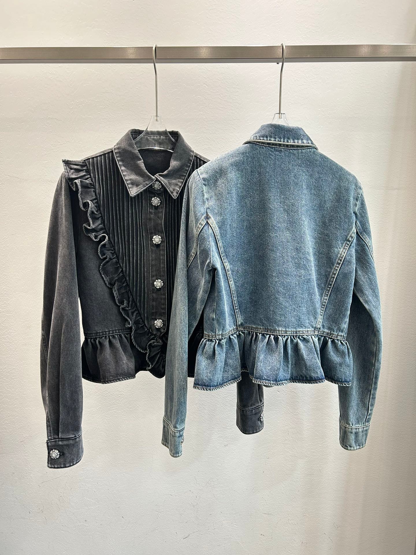 24FW NEW CC Ruffled denim shirt