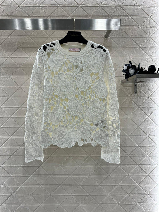 24FW NEW VAL handmade floral patchwork knitted top