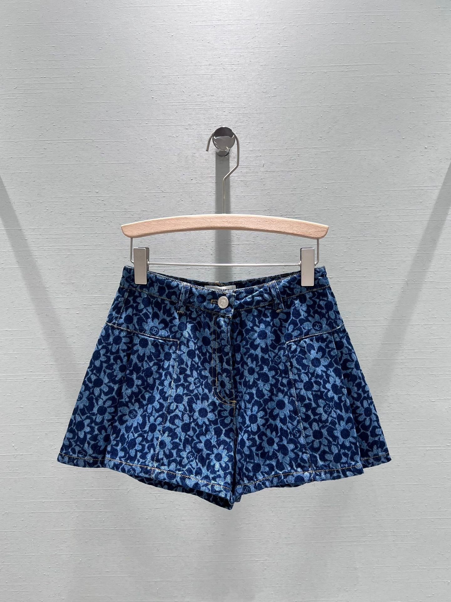 24FW NEW CC floral logo print denim a-line shorts