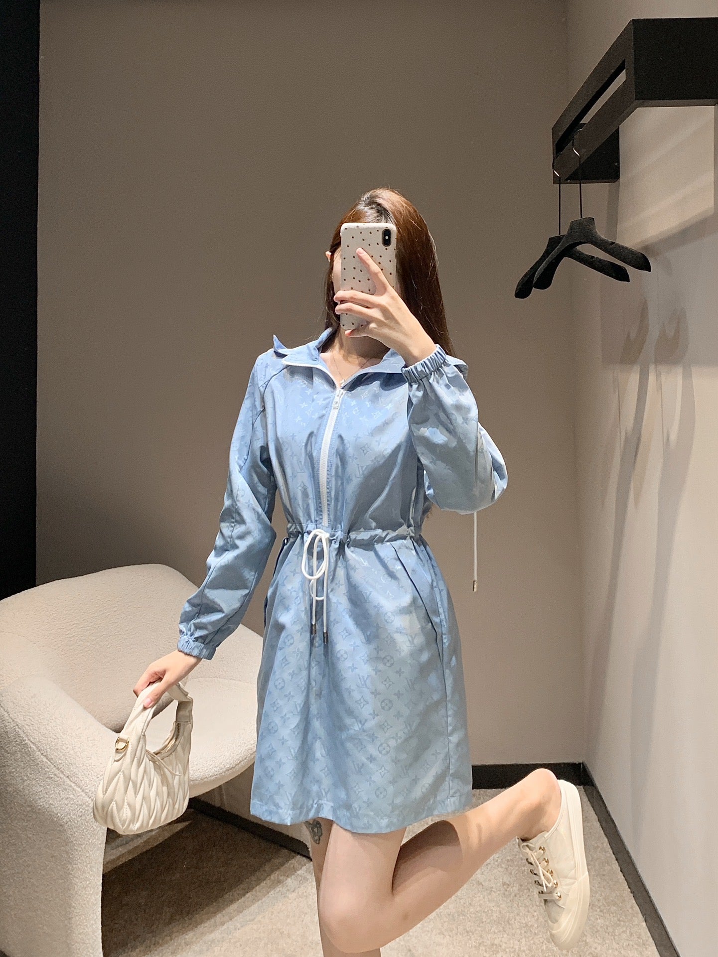 24FW NEW L hooded trench coat dress