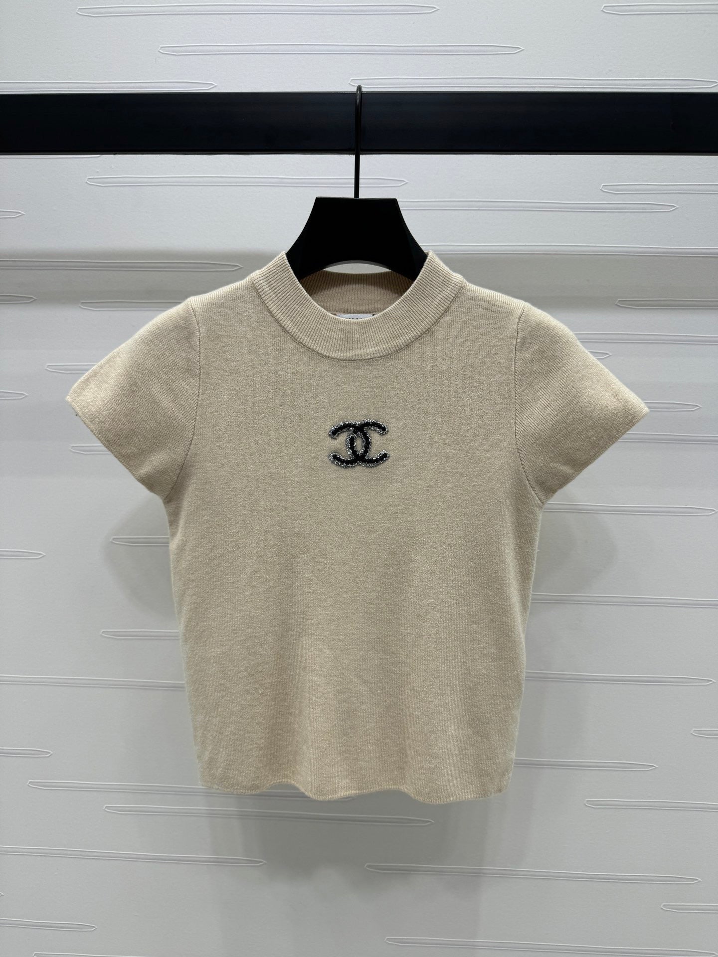 24FW NEW CC rhinestone letter knitted short sleeves