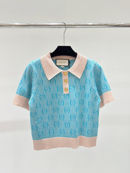 24FW NEW GG printed polo knitted short sleeves