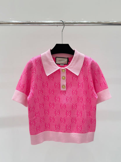 24FW NEW GG printed polo knitted short sleeves