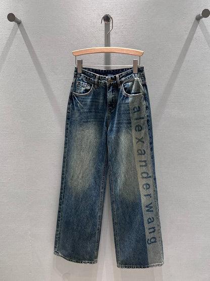 24FW NEW AW laser letter print denim trousers