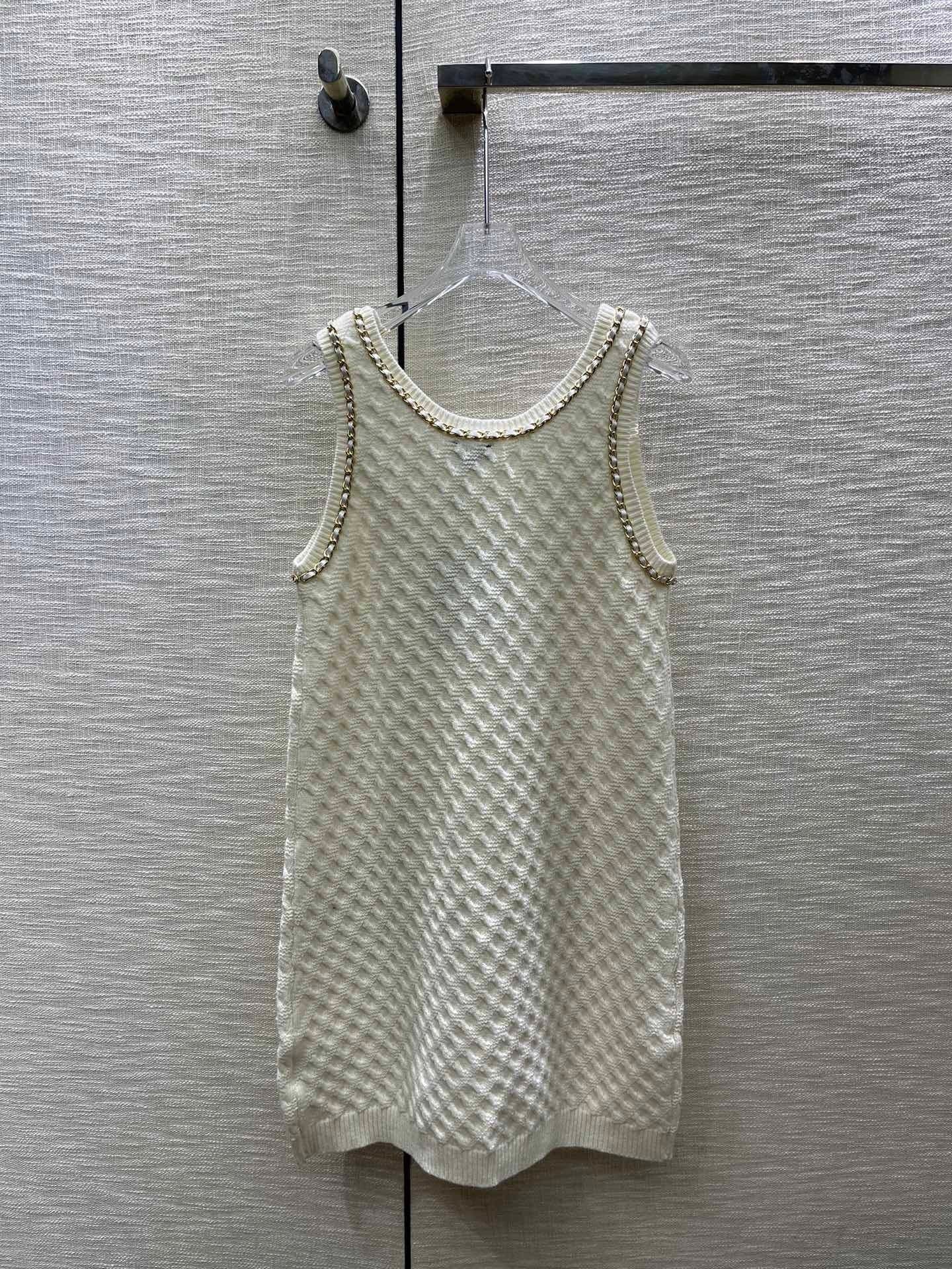 24FW NEW CC double shoulder chain knitted dress