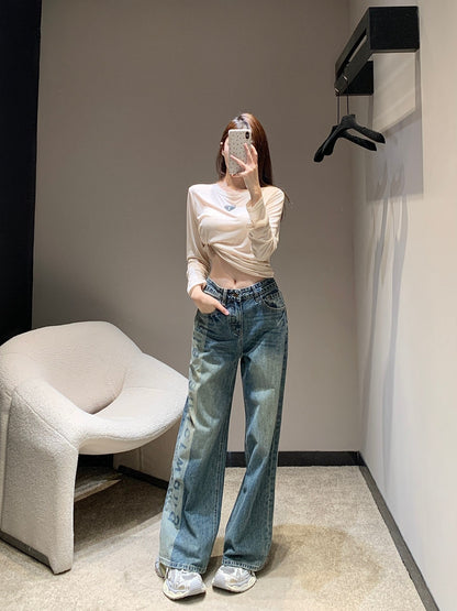 24FW NEW AW laser letter print denim trousers